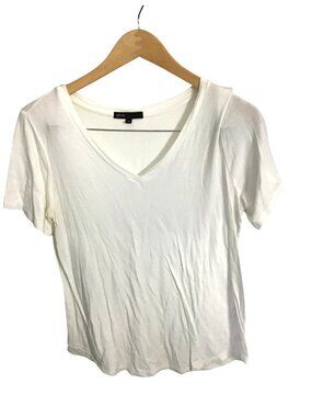 Gibson Womens White V-Neck Short Sleeve Top XS Lightweight Casual